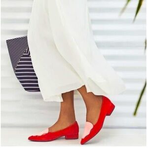 Cole Haan Leah Skimmer Red& Pink Suede Flats SIZE 7.5